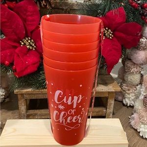 Set of 6- 32oz Cup of Cheer Christmas  Plastic Cups